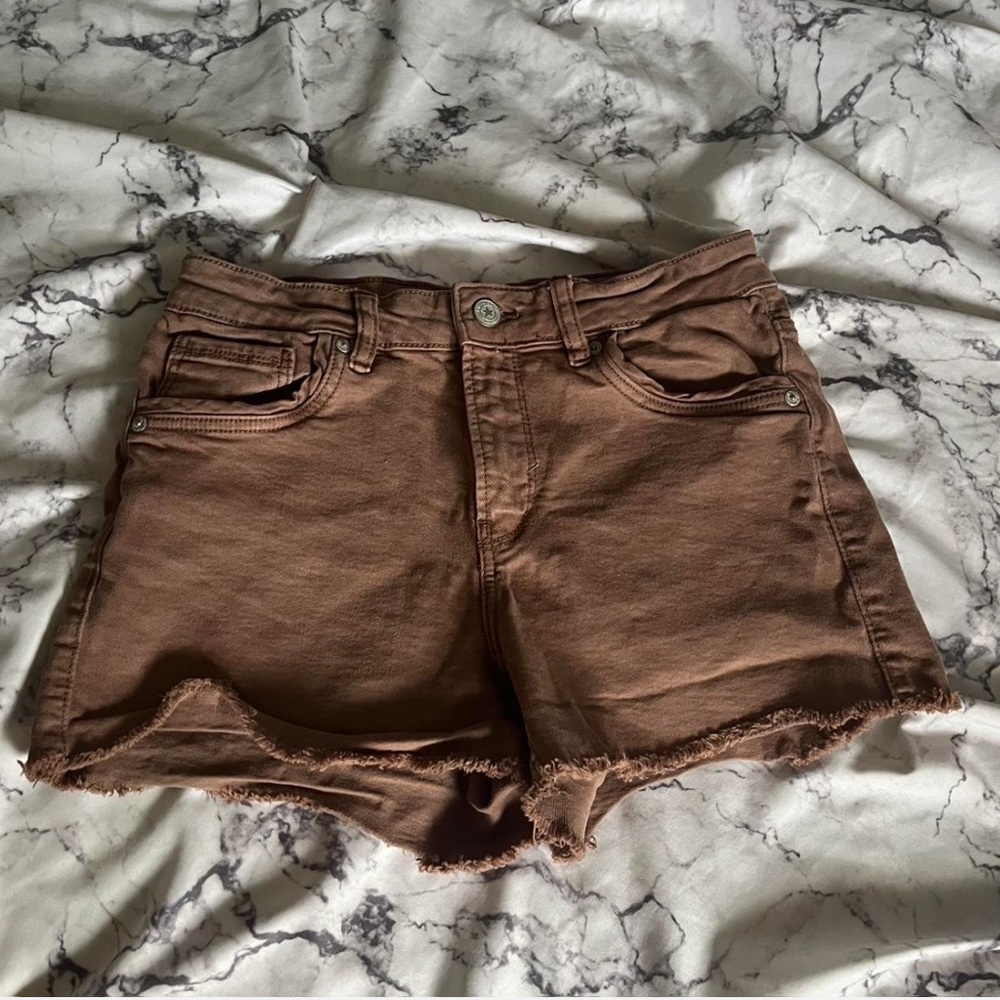 Green Coast Brown Denim Cutoff Shorts